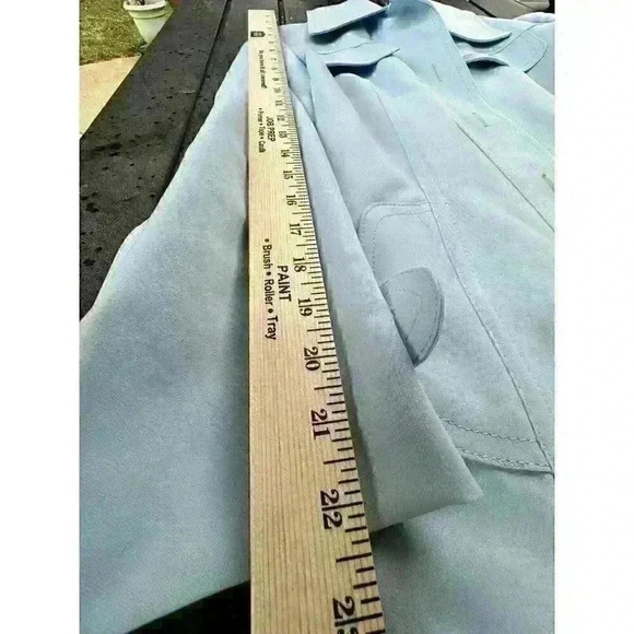 Vintage Lanson Women’s Size S/M Trench Coat Light Blue Vintage - Picture 11 of 13